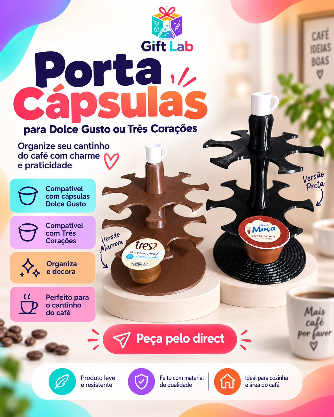 Suporte Modular para Cápsulas Dolce Gusto ou 3 Corações